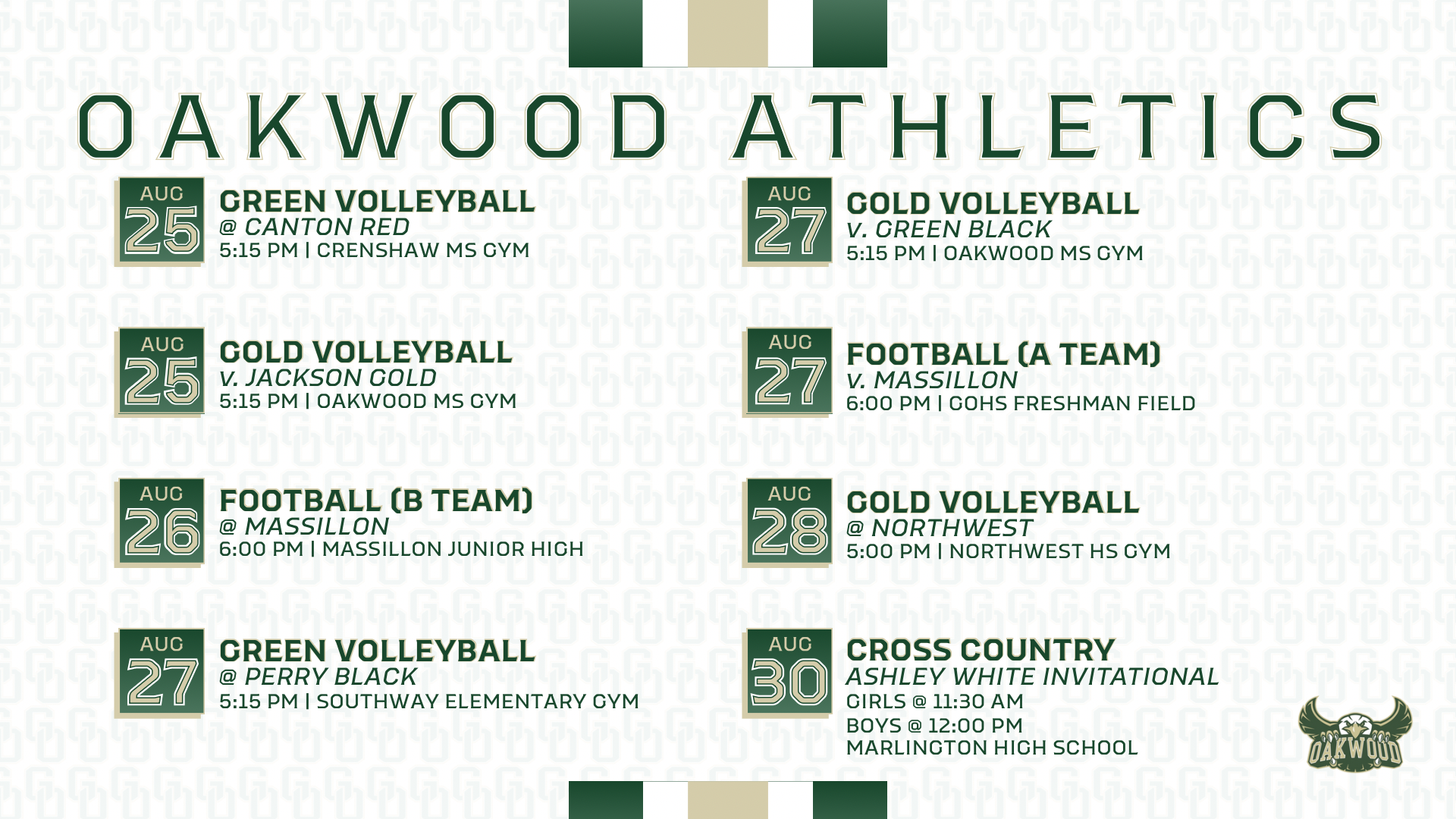 Fall Weekly Schedule 2025 2